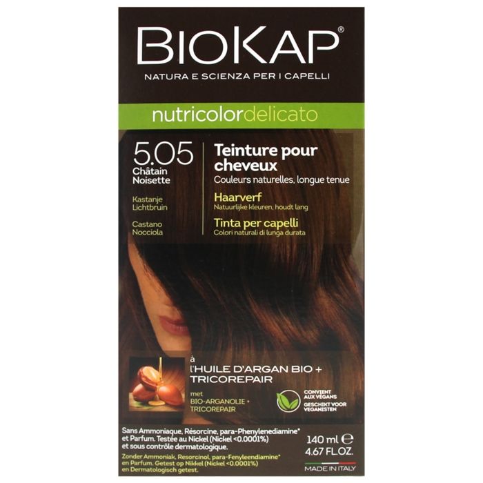Biokap Nutricolor Delicato Teinture pour Cheveux 5.05 Châtain Noisette 140ml