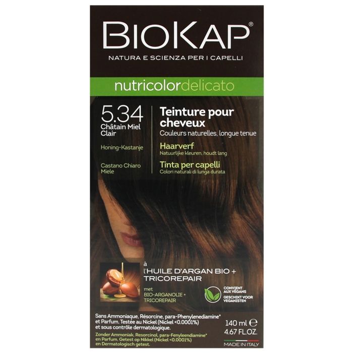 Biokap Nutricolor Delicato Teinture pour Cheveux 5.34 Châtain Miel Clair 140ml