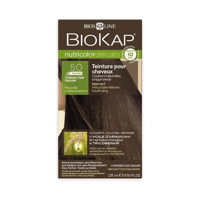 Biokap Nutricolor Delicato Rapid Teinture pour Cheveux 5.0 Châtain Clair Naturel 135ml
