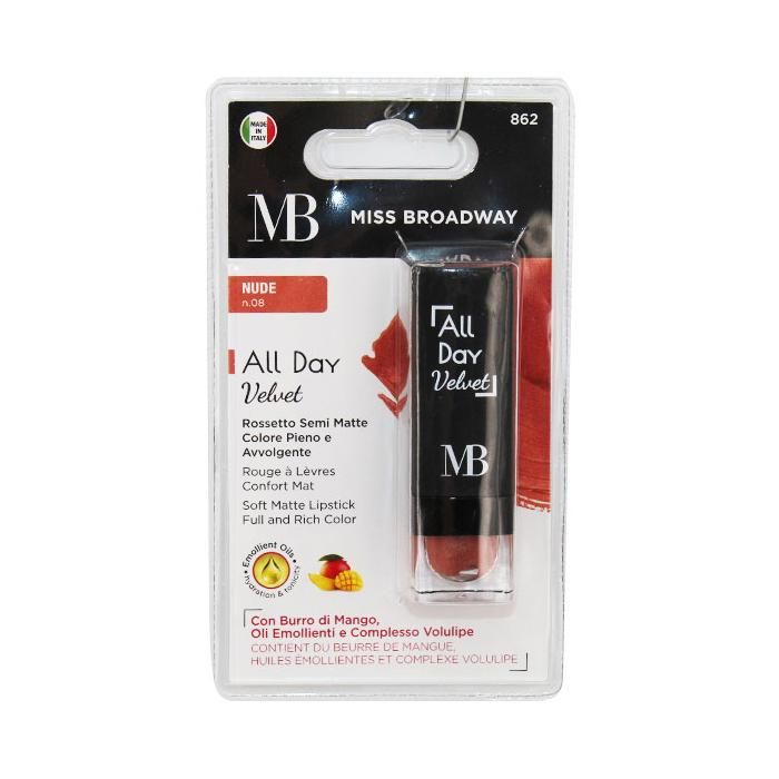 MB Milano All Day Velvet Rouge à Lèvres Confort Mat Nude N°8
