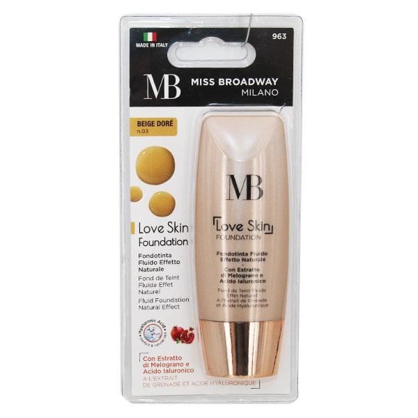 MB Milano Love Skin Foundation Fond de Teint Fluide N°3 Beige Doré 30ml
