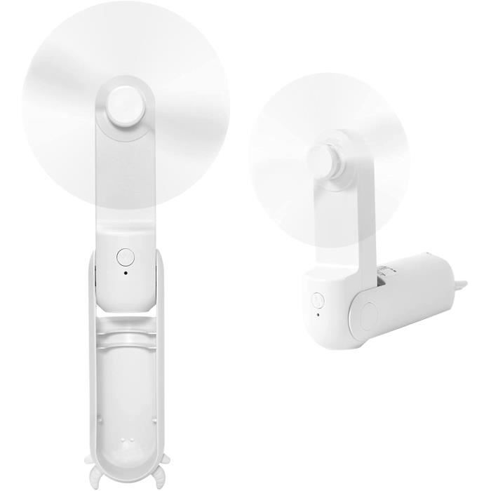 Mini ventilateur portable - Blanc - Rechargeable - 2000 mAh - Design pliable - Silencieux