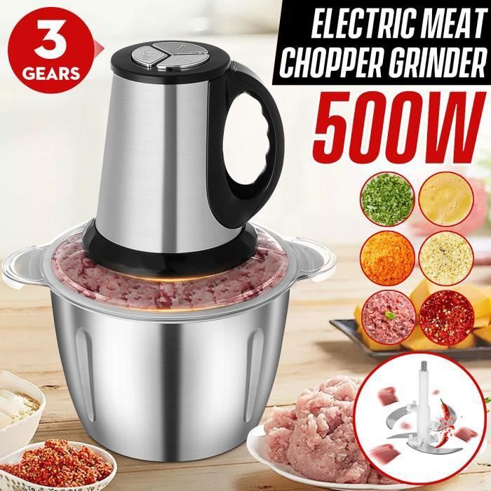 UNIQUE V 3L 220V 550W 4 Lames Hachoir Électrique 3 Vitesses Multifonction à Viande Légumes Mixeur Culinaire Epice Ail Trancheuse