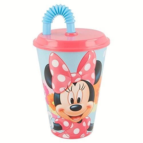 Minnie Mouse. 23730. Verre avec couvercle et canne 430ml.