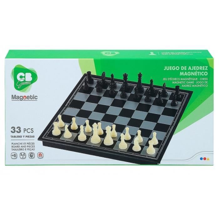 Jeu d'échecs/dames magnétiques CB Games - blanco y negro - 25x25 cm - jeu de plateau pour adultes
