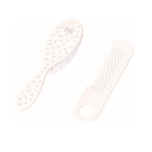 Peigne et brosse de poils synthétiques - blanc