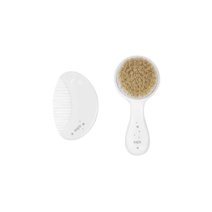 Brosse et peigne en soies naturelles - blanc