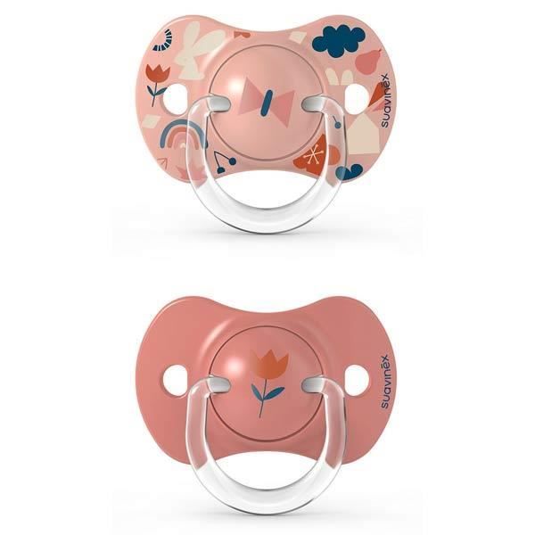 Sucette Symétrique SX Pro +6m Into the Forest Rose Lot de 2 - SUAVINEX - Orthodontique - Silicone