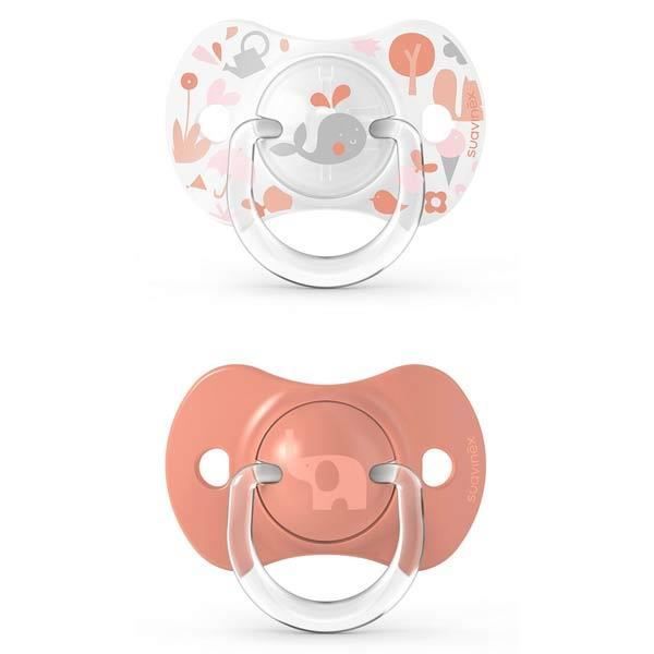 Sucette Symétrique SX Pro +6m en silicone - Suavinex - Memories Rose - Physiologique - Lot de 2