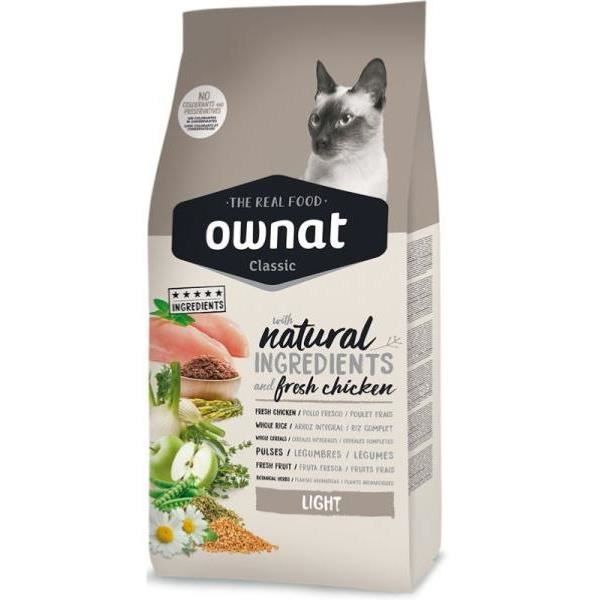 Croquettes pour chat en surpoids OWNAT CLASSIC LIGHT 4KG
