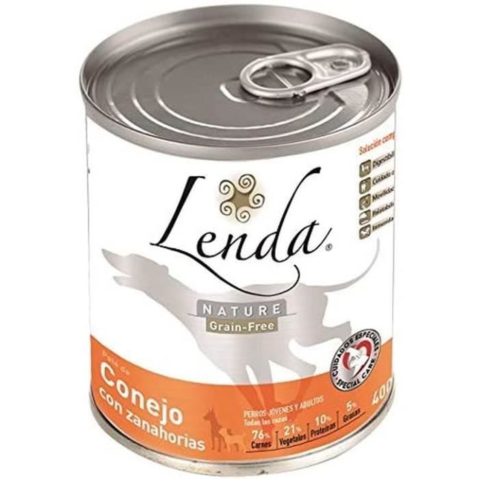Lenda Nature Grain-Free, Alimentation Humide Pour Chiens, Lapin Avec Carottes, 400 Gr