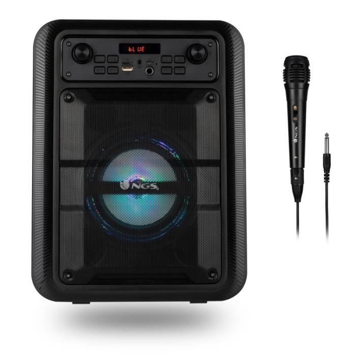 Enceinte nomade Bluetooth NGS Roller Lingo RGB avec microphone - Noir