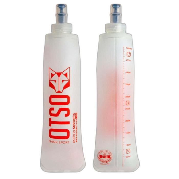 Gourde petit bouchon Otso 500ml - blanc/rouge - 500 ml