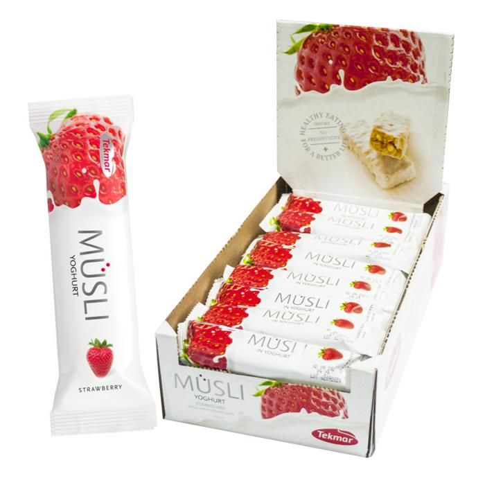 Müsli yogourt bars - Fraise - TEKMAR - ( 32 Barres )