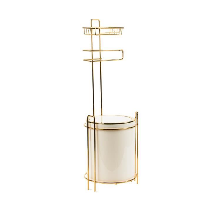 SET POUBELLE ET PORTE PAPIER TOILETTE   GOLD
