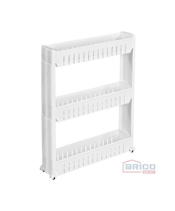 Meuble de rangement à roulettes - 3 niveaux - Blanc