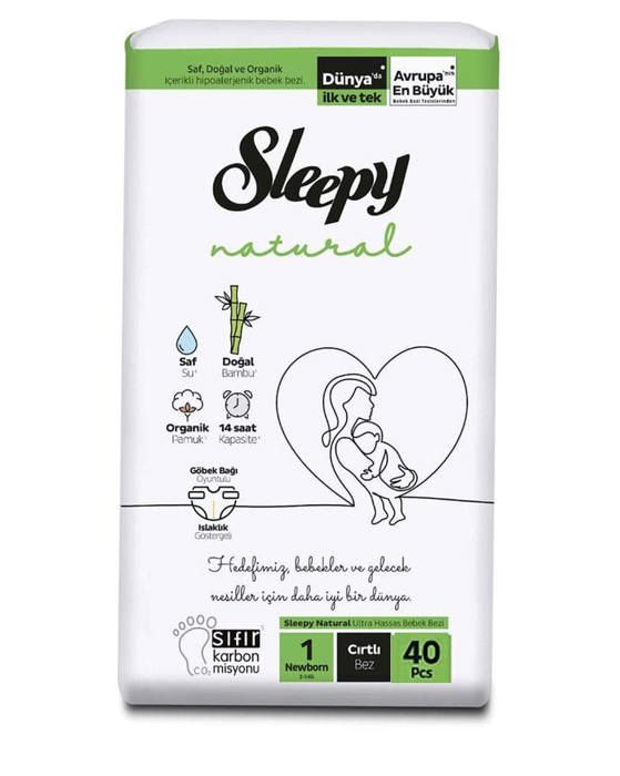 Sleepy Natural Jumbo Package Baby Diaper Taille 1 Paquet de 40