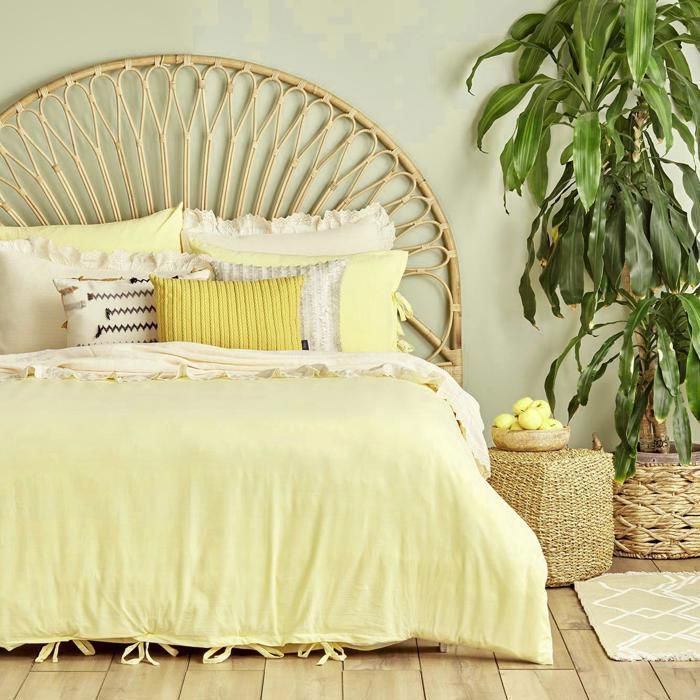 Housse de couette - BELLA MAISON - Macahel - 160x220 cm - 100% coton - Jaune clair