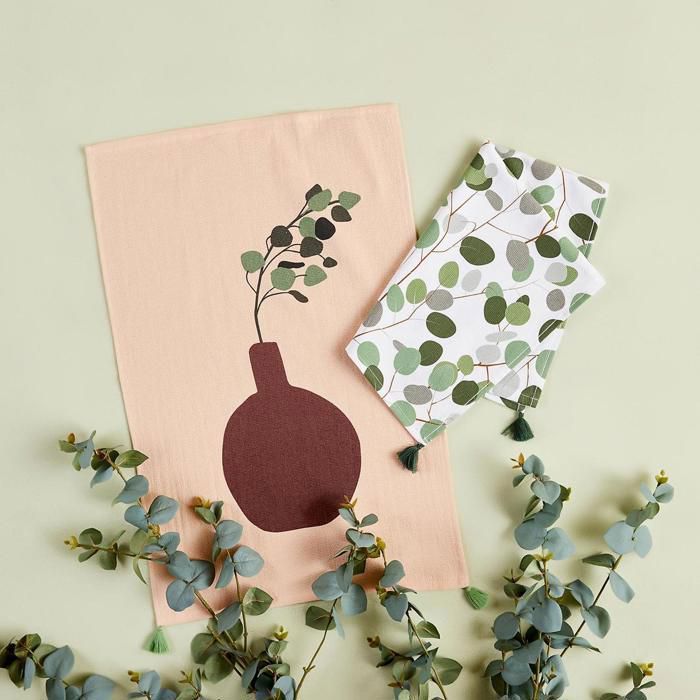 Torchon de cuisine (40x60), set de 2 - Eucalyptus