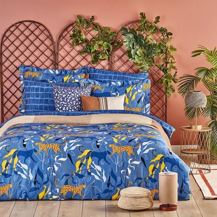 Housse de couette - BELLA MAISON - 200x220 - 100% coton - Certifié OEKO-TEX - Bleu