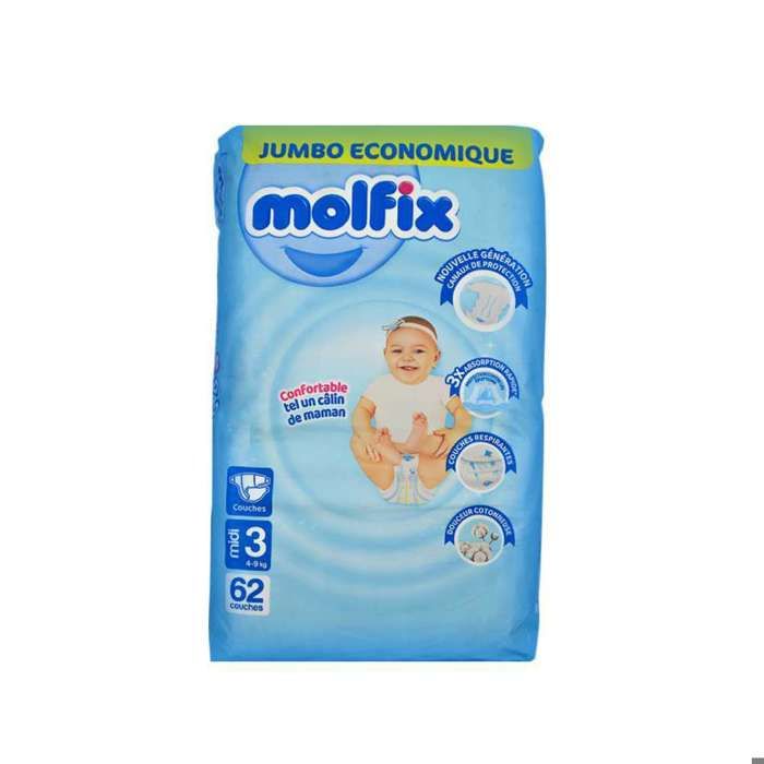 MOLFIX Couche bebe Taille 3 Midi 4 à 9 Kg 68 couches