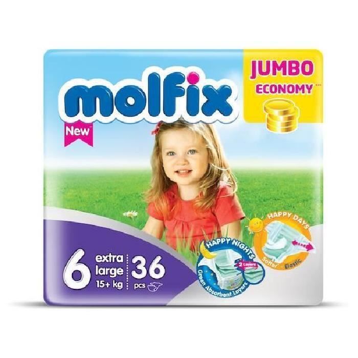MOLFIX Couche bebe Taille 6 Extra Large 15+ Kg 36 couches