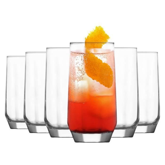 6x Diamond 215ml Verres Highball - Grand Verre Eau Gin Jus Cocktail Verrerie à Boire Ensemble de Gobelets - Par LAV
