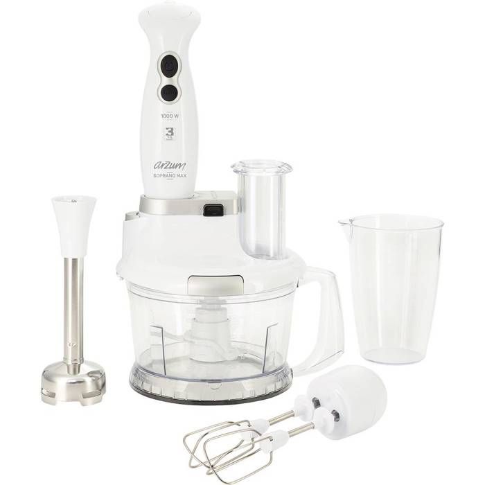 arzum AR1004 Mixeur plongeant 1000 W fonction turbo, multifonction blanc