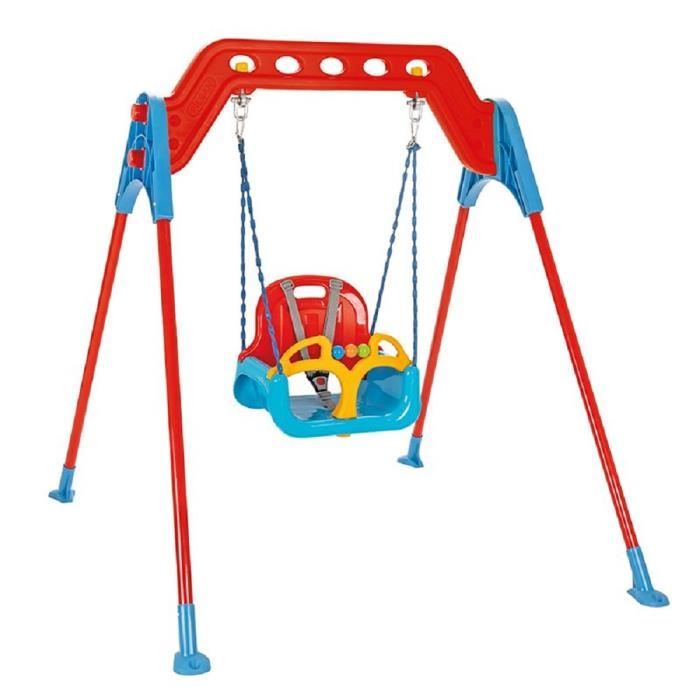 Balançoire pour bébé Pilsan 07968 avec cadre métallique, dossier, poignée amovible - Bleu