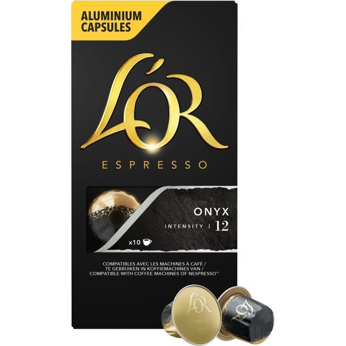 Café capsules L’Or Espresso Onyx x10, en aluminium compatibles Nespresso