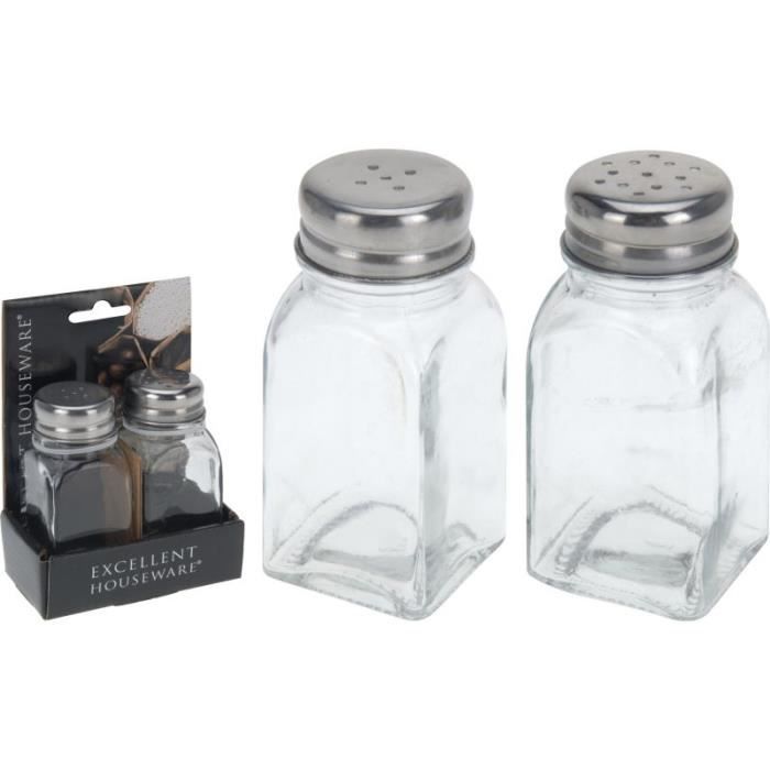 SET 2 SALIERE ET POIVRIER EN VERRE