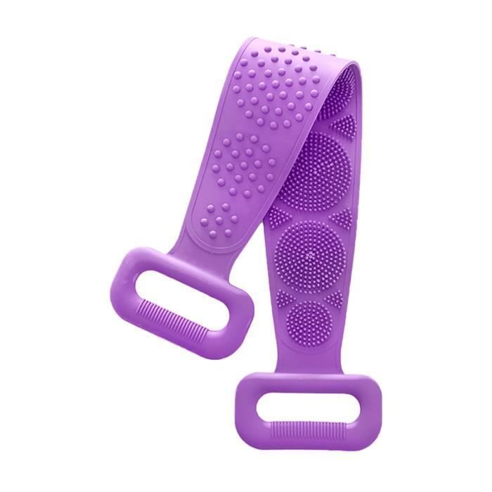 Serviette de bain en silicone pour le gommage du dos et le massage double face Serviette de bain longue en silicone-Violet