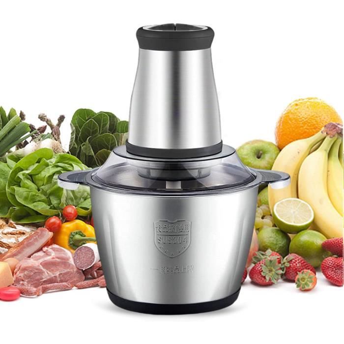 Hachoir à Viande Électrique avec Moteur Puissant et Bol en Acier INOX(2L 300W), 2 niveaux de vitesse pour Viande, Légumes