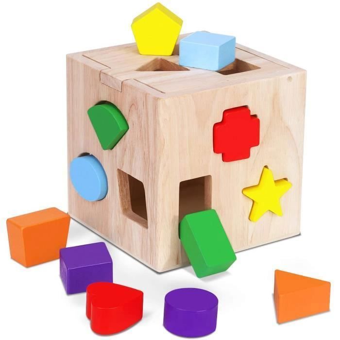 Boîte à Cube en Bois enfichable pour bébés et Jeunes Enfants, Le Jouet en Bois entraîne la motricité