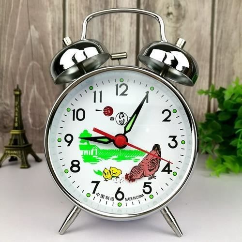 9.5X13.5CM - Réveil Mécanique En Métal, Horloge De Table De Chevet Vintage, Horloges D'or Silencieuses, Pouss
