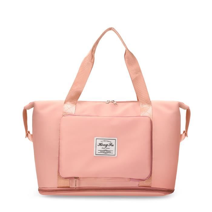Rose clair - Sac de voyage pliable grande capacité pour femme, sacs de sport décontractés pour femme, sac à m