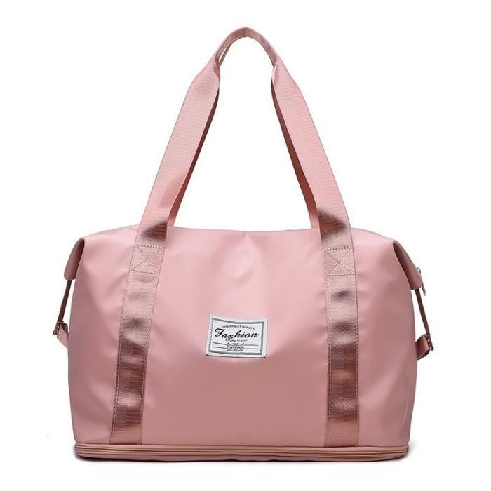 Rose - Sac de voyage pliable de très grande capacité pour femmes, fourre-tout, bagage à main, rangement, sac