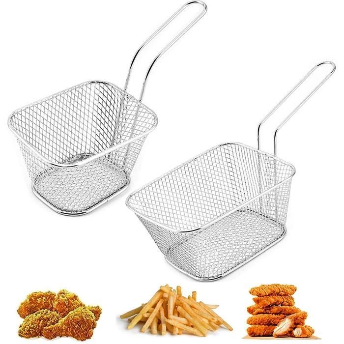 2 Pcs Panier de Frites Mini Panier à Frites Plats Cuisine Restaurant Outils pour Poulet Frit Rondelles d'Oignon Crevettes et