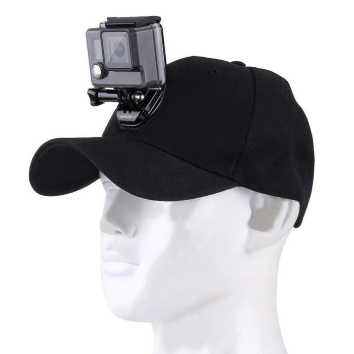 Accessoire appareil photo,Chapeau pour caméra de sport, casquette réglable avec vis et Base en J pour GoPro Hero - black[F7108]