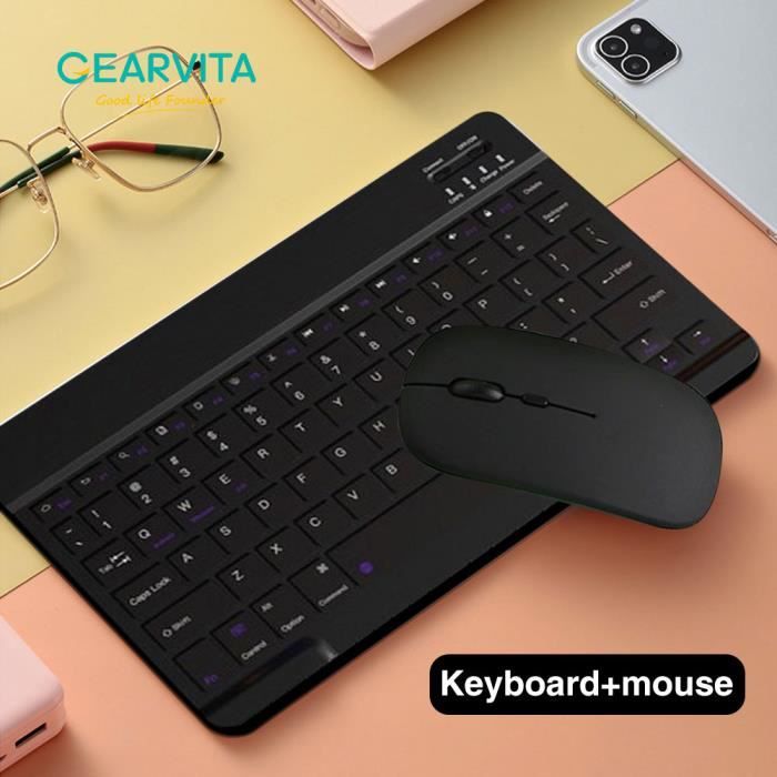 Clavier,Clavier et souris sans fil Bluetooth,russe,français,portugais,espagnol,coréen,pour - black with mouth -English Keyboard
