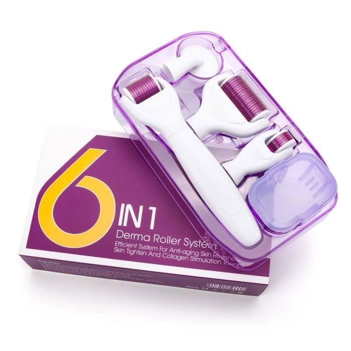 6 en 1 violet - DRS Derma Roller Needle 0,25 0,3 mm Microdermabrasion Facial Roller Microneedle Kit pour Eye