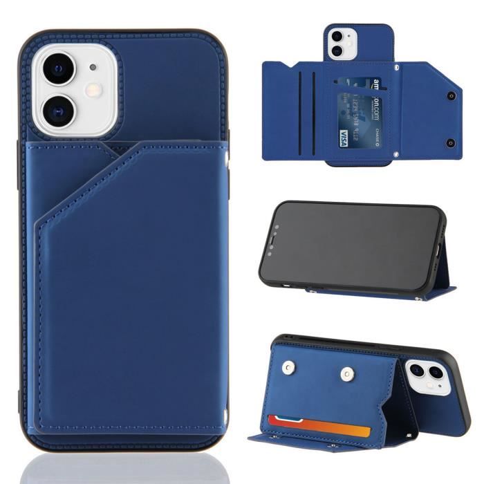 Coque Apple iPhone 11, Coque de protection du support vidéo avec 3 emplacements pour cartes - Bleu