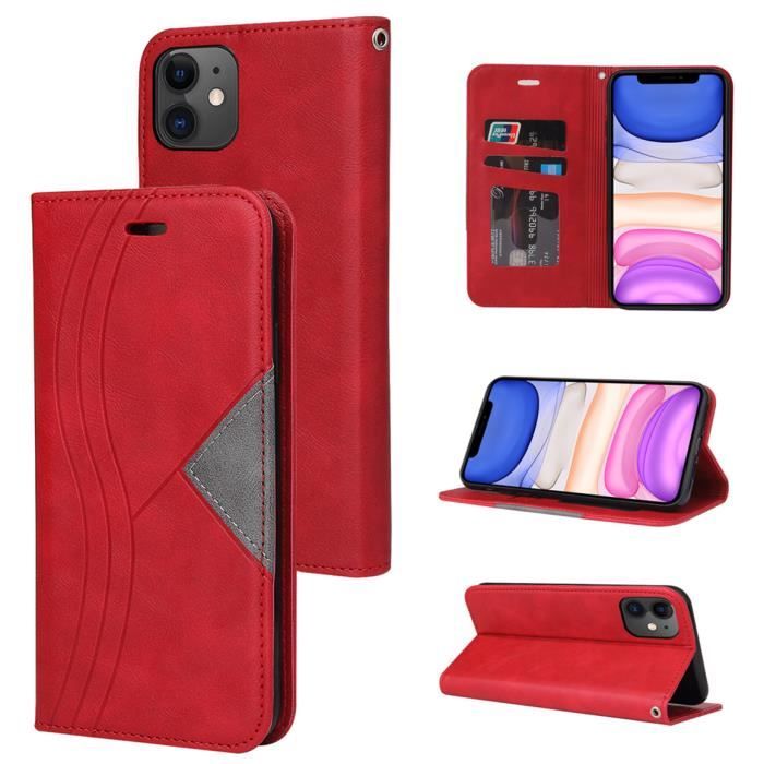 Housse Apple iPhone 12 mini 5.4 - Premium Portefeuille Etui Antichoc Fermeture magnétique invisible Protection Rouge
