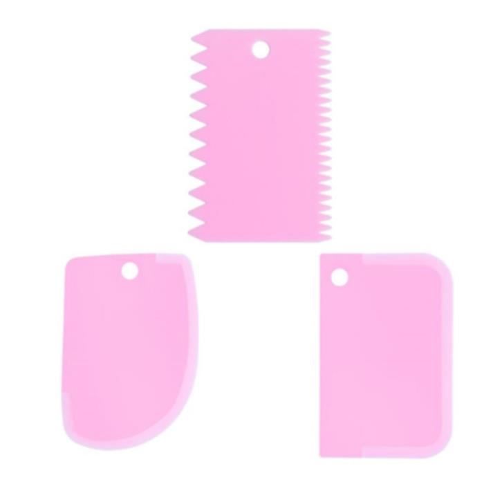 Rose - Coupe-pâte à gâteau, spatule pour crème à gâteau, grattoir, coupe-pâte, racloir, bord des dents irrégu