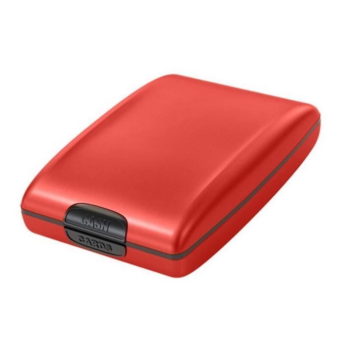 Portefeuille - Aluminium - Anti-blocage - Coque rigide - Rouge