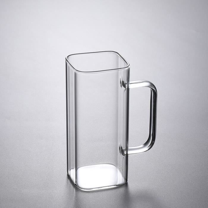 Café,Verre Borosilicate à bouche carrée de Style nordique,tasse à thé résistante à la chaleur,tasse à jus - Type WHITE - 350ml