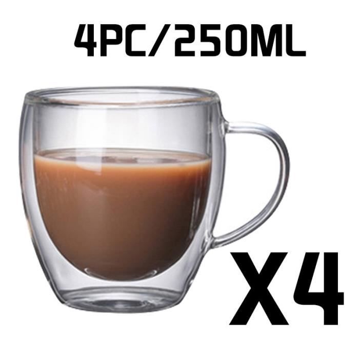 Café,Tasse à café avec poignée,verre à thé à Double paroi,isolé,verres à vin - Type 4PC glass 250 ML - 80-450ML