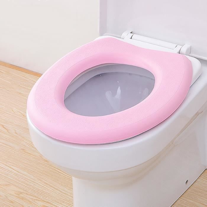 Abattant Wc,Imperméable à l'eau douce housse de siège de toilette EVA toilette coussin autocollant hiver chaud salle de - Type Pink