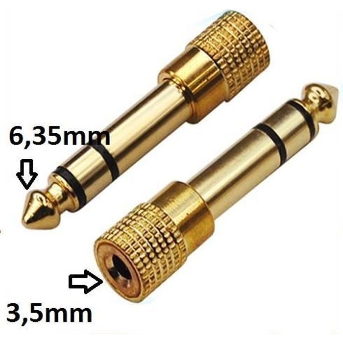 Prise Adaptateur Fiche JACK - 6.35mm vers 3.5mm -