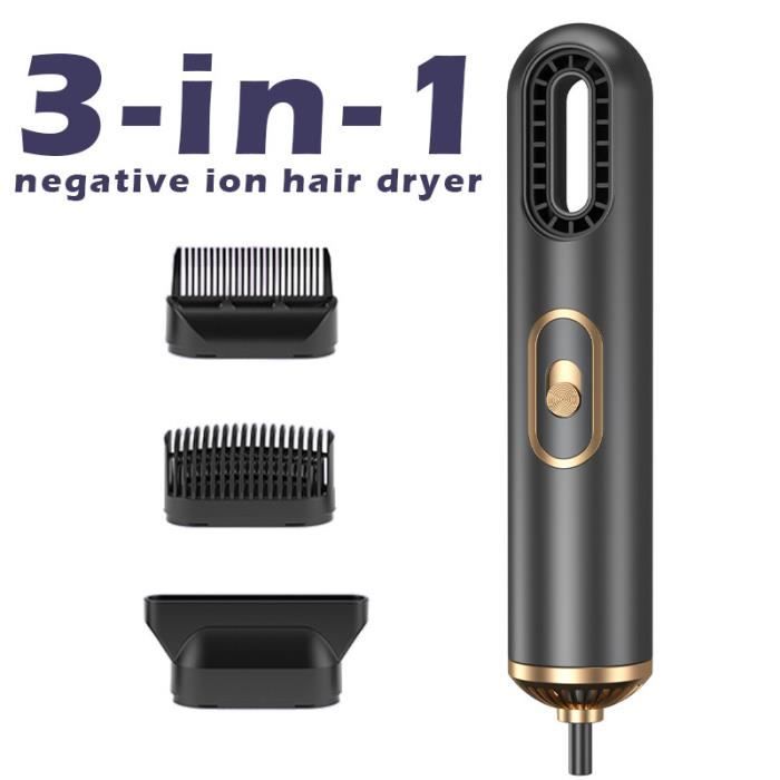 Sèche-cheveux,sèche-cheveux Anion 3 en 1, brosse et lisseur, peigne à Air chaud, diffuseur- Hair dryer gray-EU